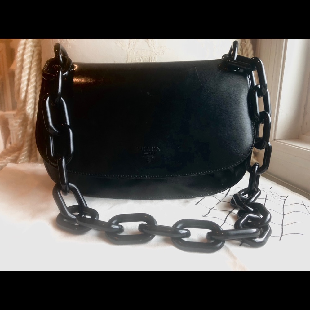 Vintage Prada leather bag with chain